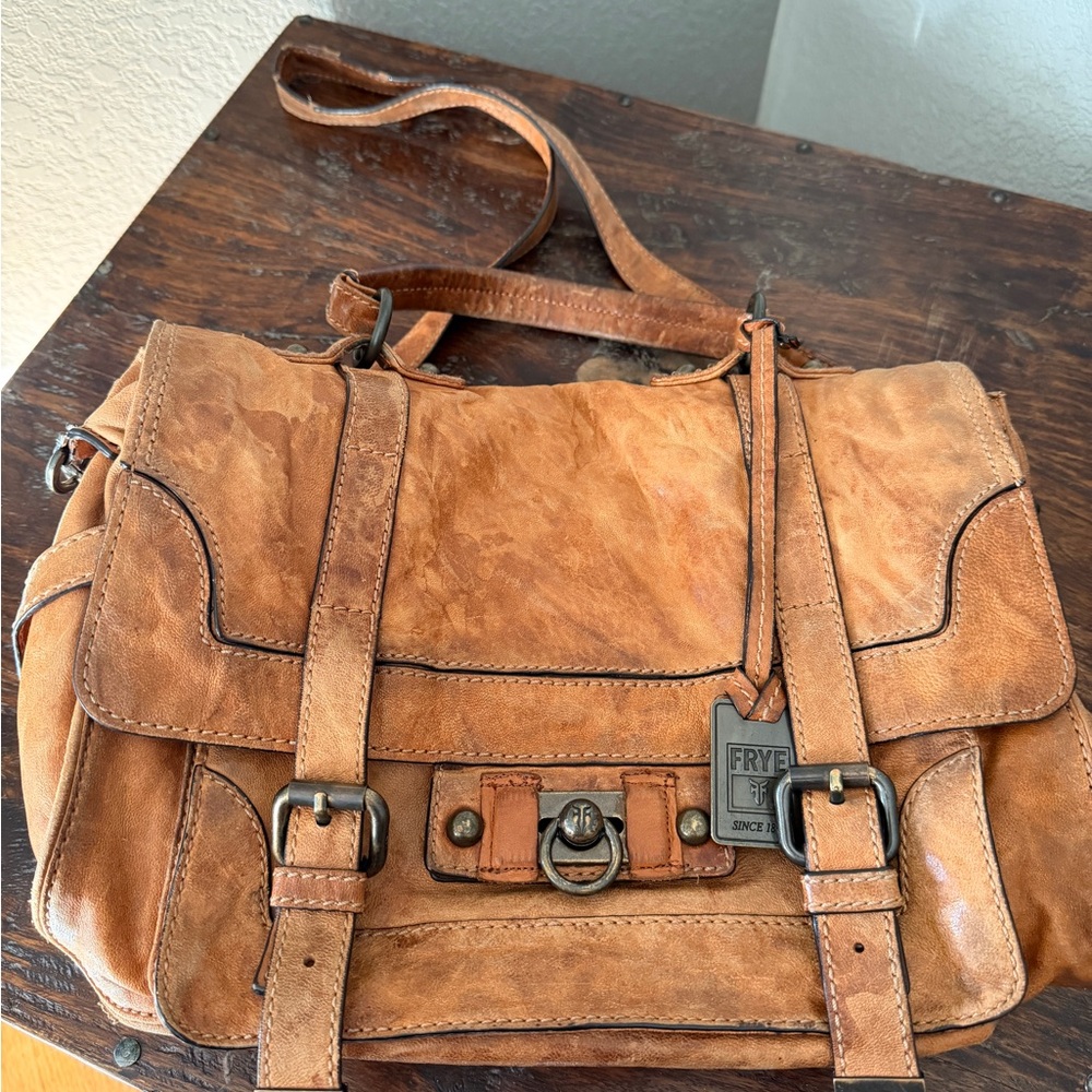 Frye Tan Leather Messenger Bag
